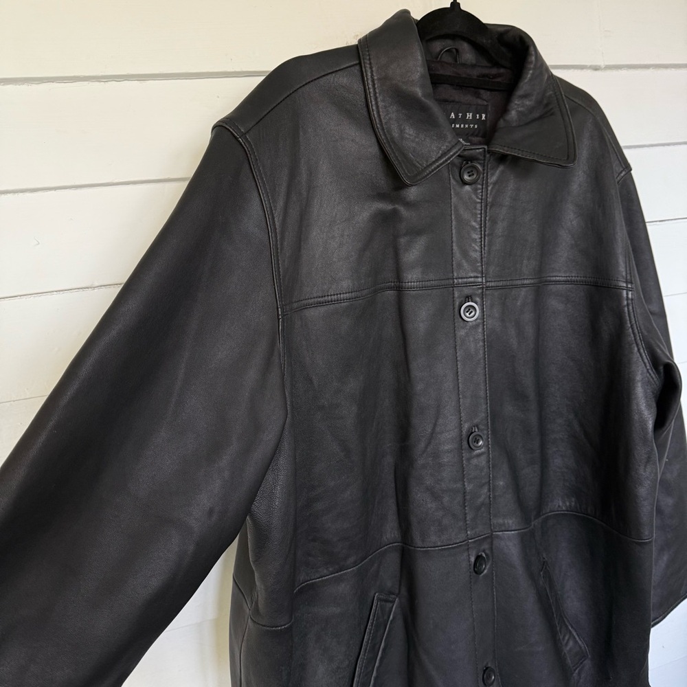 Vintage Black Leather Elements Button Front Jacket - image 4